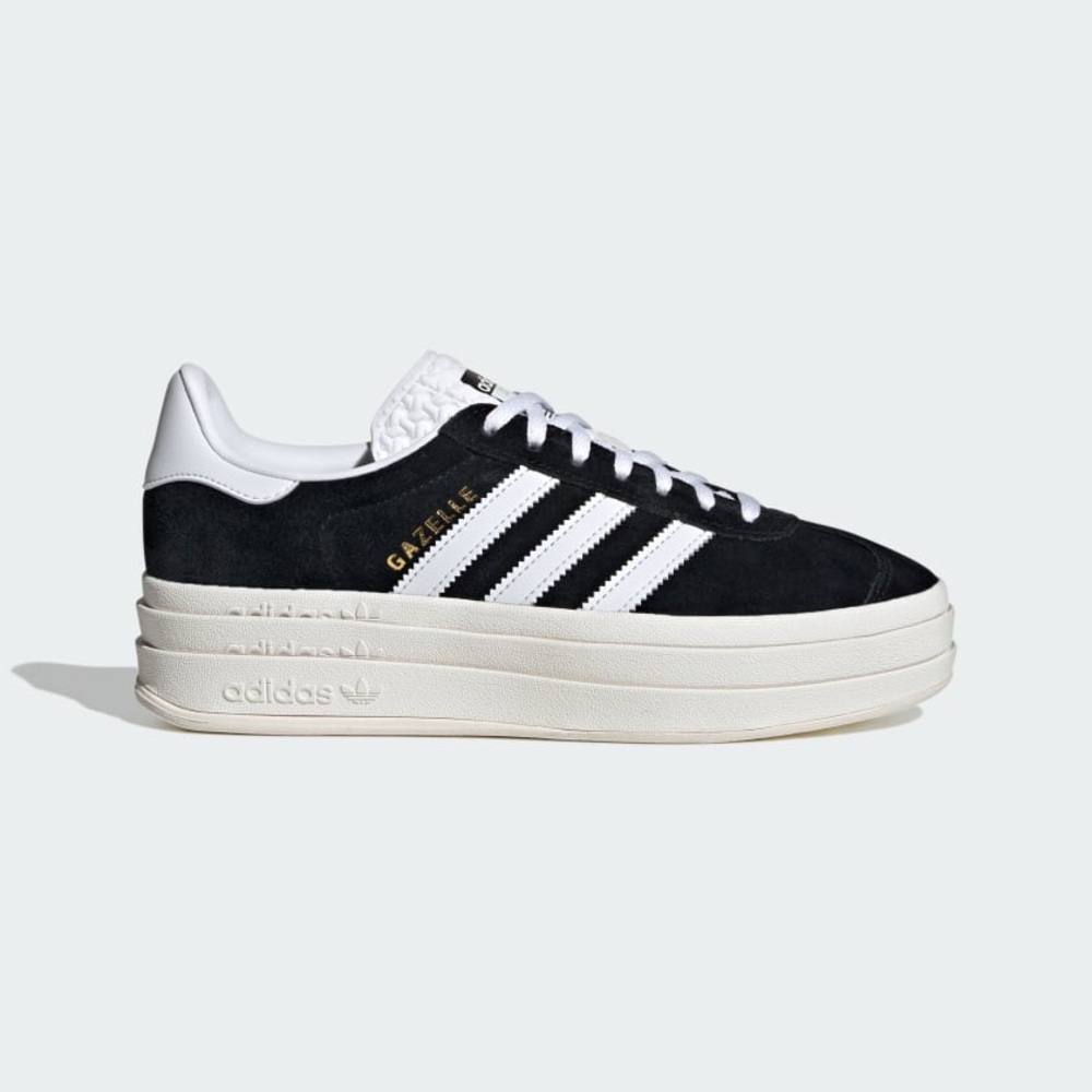 Adidas Gazelle Bold Black Suede and Cloud White Women’s Platform Sneakers